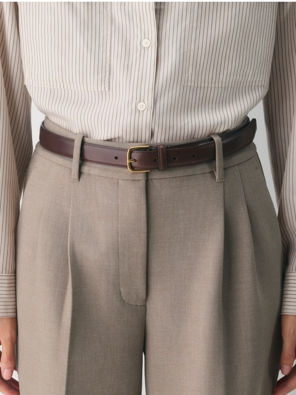 Essential Solid Brass Leather Belt